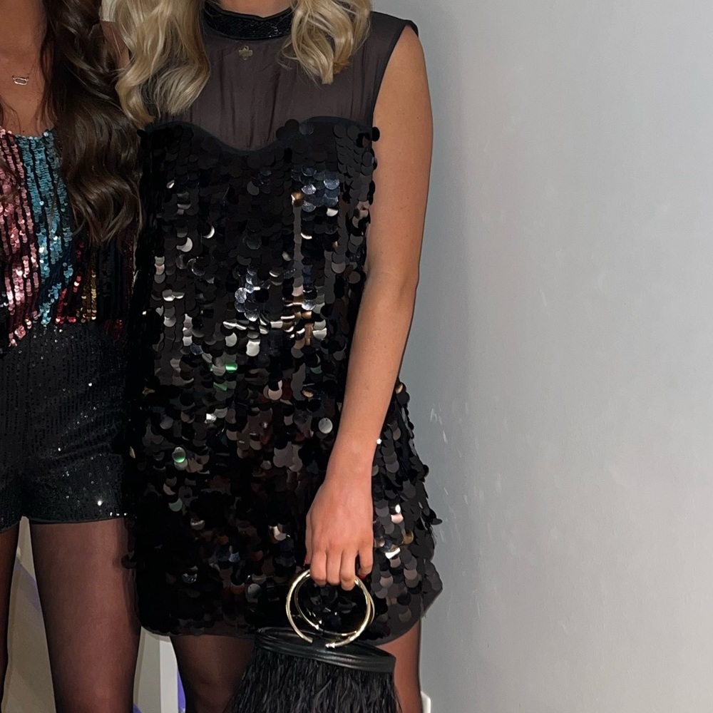 Black Sequin Dress with Sheer Top